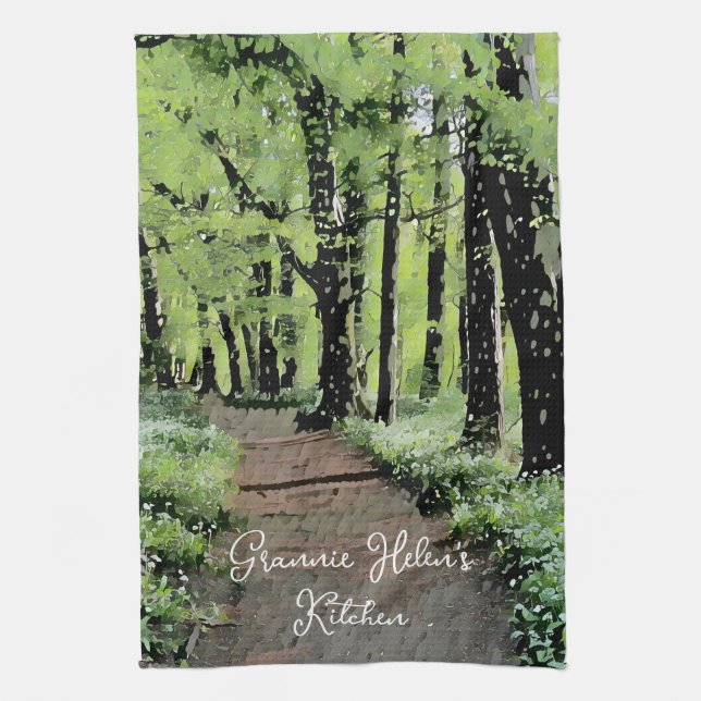 Pretty Woodland  Personalised Tea Towel (Vertical)