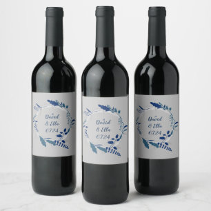 Pretty Wreath Modern Design Floral Flowers Wine Label