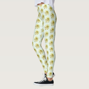 Pretty Yelllow Sunflower Pattern Leggings