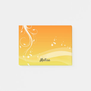 Pretty Yellow Abstract DIY Your Name Post-it Notes