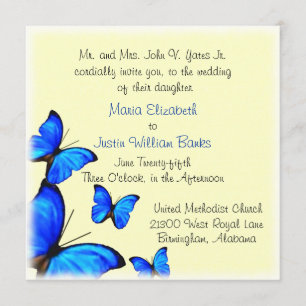 Pretty Yellow and Blue Wedding Invitation