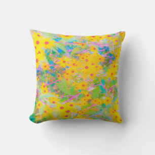Pretty Yellow and Red Flowers with Turquoise Cushion