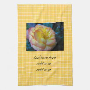 pretty yellow begonia flower tea towel