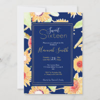Pretty Yellow & Blue Sunflowers Watercolor Paint 