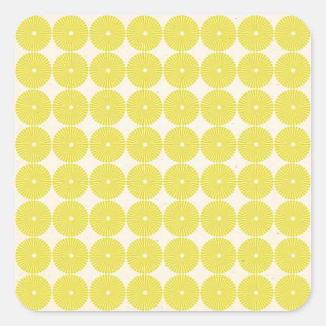 Pretty Yellow Circles Summer Citrus Textured Discs Square Sticker (Front)