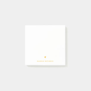 Pretty Yellow Cute Heart and Name Post-it Notes