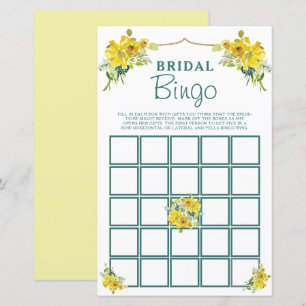Pretty Yellow Floral Bridal Shower Bingo Game