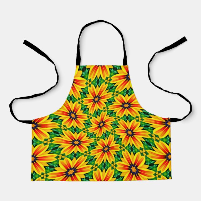 Pretty Yellow Flower Pattern Apron (Front)
