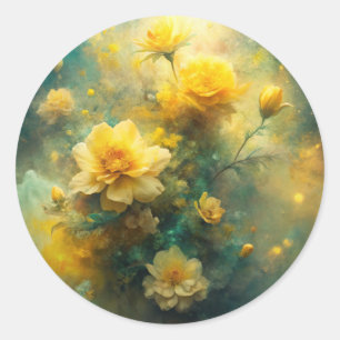 Pretty Yellow Flowers Classic Round Sticker