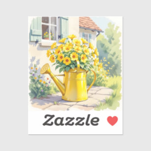 Pretty Yellow Flowers in Watering Can