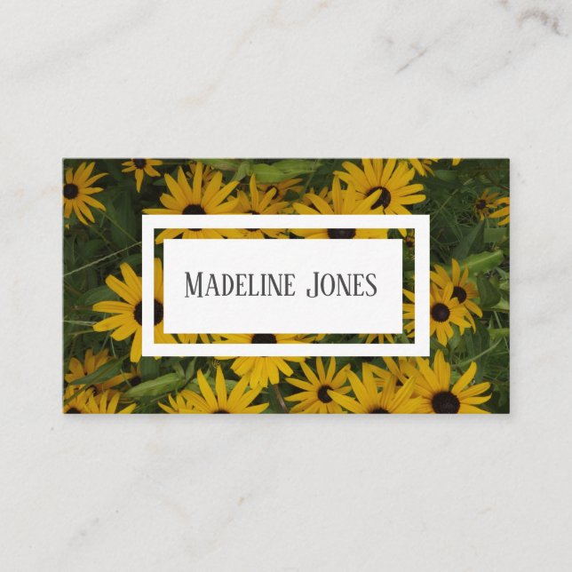 pretty yellow flowers nature photography custom business card (Front)