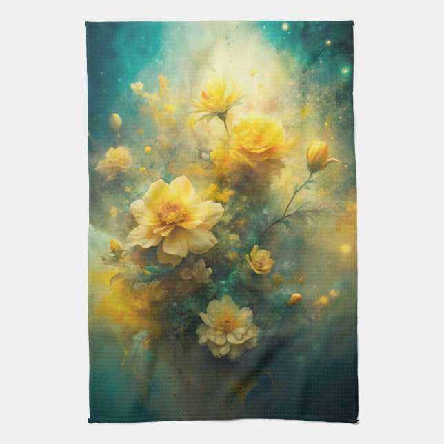 Pretty Yellow Flowers  Tea Towel (Vertical)