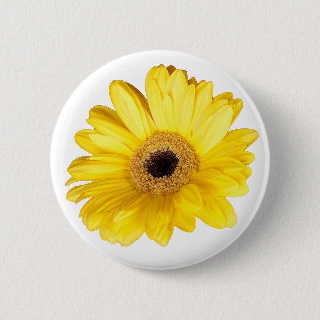 Pretty Yellow Gerber Daisy Close-Up Photograph 6 Cm Round Badge (Front)