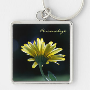 Pretty Yellow Gerber Daisy Flower With Name Key Ring