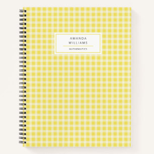 Pretty Yellow Gingham Plaid Personalised Noteb Notebook