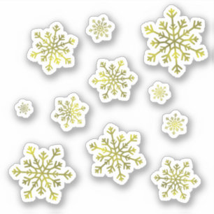 Pretty Yellow Gold Christmas Winter Snowflakes Set