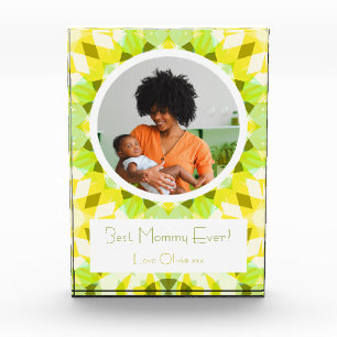 Pretty Yellow Green Mother’s Day Best Mummy Gift Photo Block