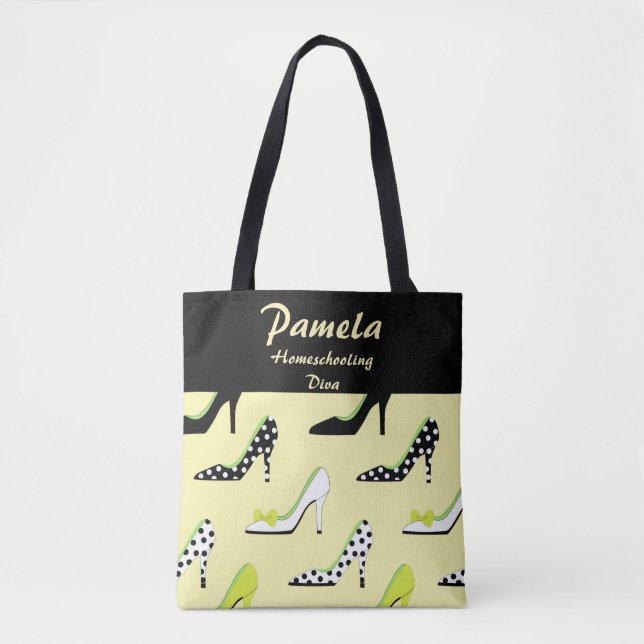 Pretty Yellow Heels Homeschooling Diva Tote Bag (Front)
