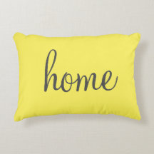 Pretty yellow "home" accent pillow