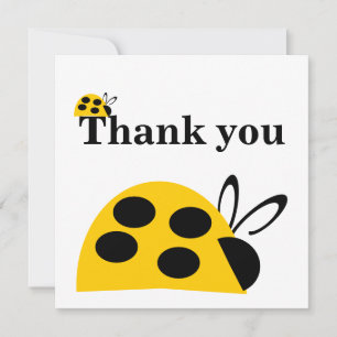 Pretty Yellow Ladybug Flat Thank You Card