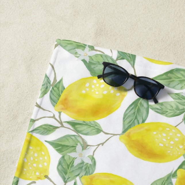 Pretty Yellow Lemons Beach Towel (In Situ)