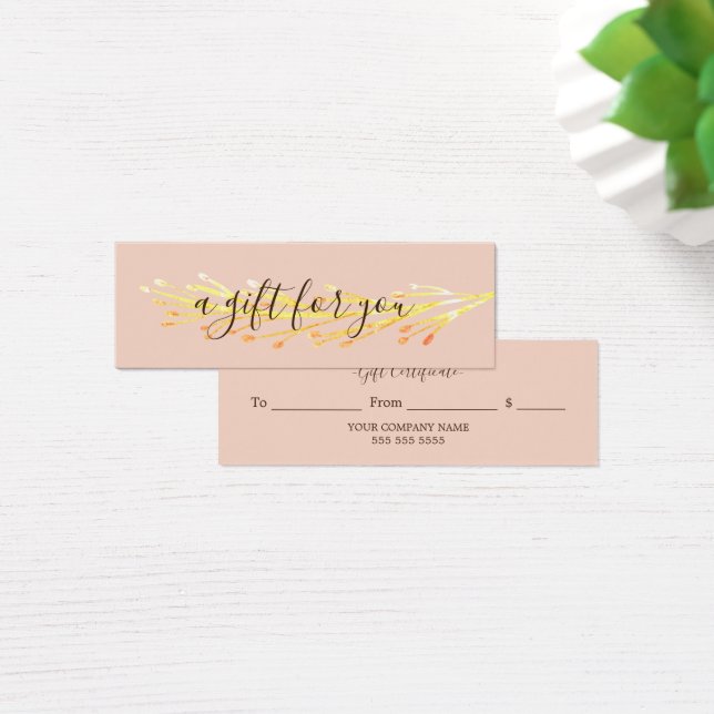 Pretty Yellow Orange Leaf Gift Certificate (Desk)