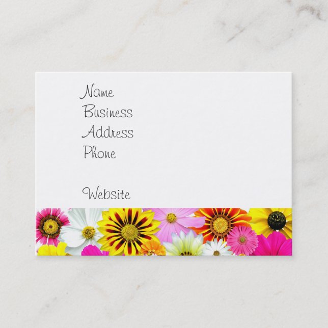 Pretty Yellow Pink White Flower Daisies Gifts Business Card (Front)