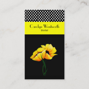 Pretty Yellow Poppies and Polka Dot Business Card
