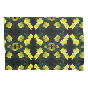 Pretty Yellow Primrose Flowers Abstract Pattern Pillowcase