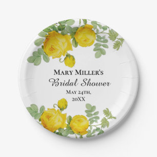 Pretty Yellow Rose Bridal Shower  Paper Plate
