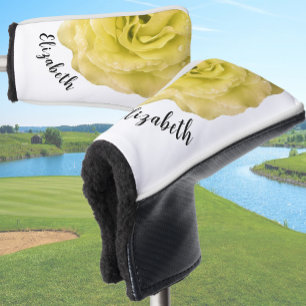Pretty yellow rose flower custom name womens golf head cover