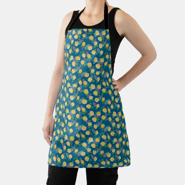 Pretty Yellow Rose pattern Apron (Insitu)