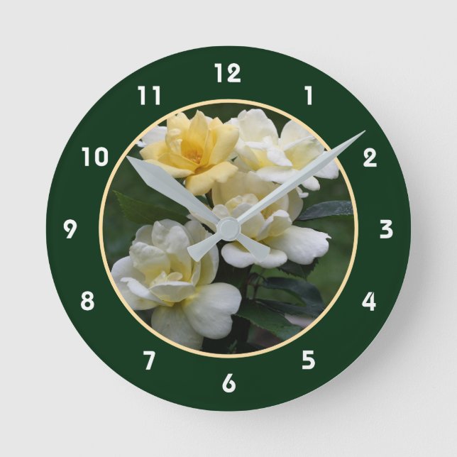 Pretty Yellow Roses Nature Round Clock (Front)
