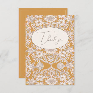 Pretty Yellow Rustic Lace Flat Thank You Card