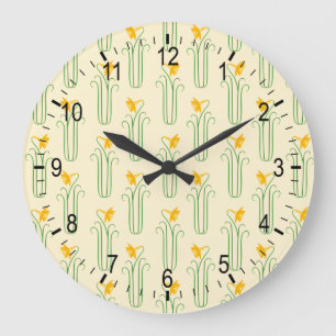 Pretty Yellow Spring Daffodils Large Clock