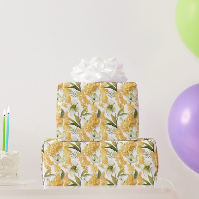 Pretty Yellow Spring Flowers Wrapping Paper (Party Gifts)