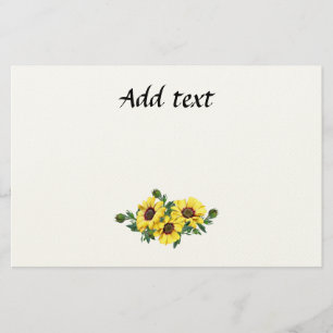 Pretty Yellow Sunflower Arrangement template Stationery