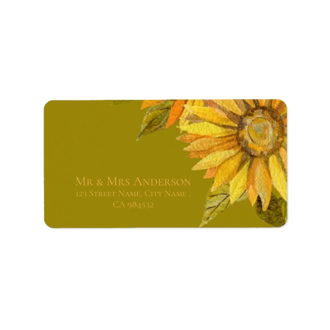 Pretty Yellow Sunflower Elegant Floral Wedding Label (Front)