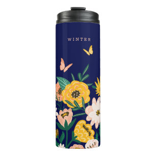 Pretty Yellow Sunflower Wildflowers & Butterflies Thermal Tumbler