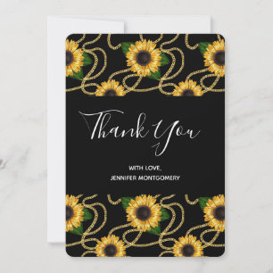 Pretty Yellow Sunflowers Stylish Pattern Thank You