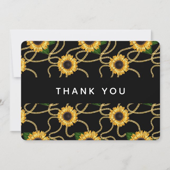 Pretty Yellow Sunflowers Stylish Pattern Thank You Card (Front)