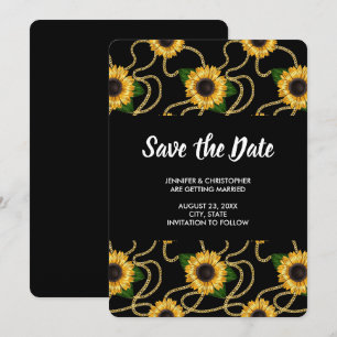 Pretty Yellow Sunflowers Stylish Pattern Wedding Save The Date