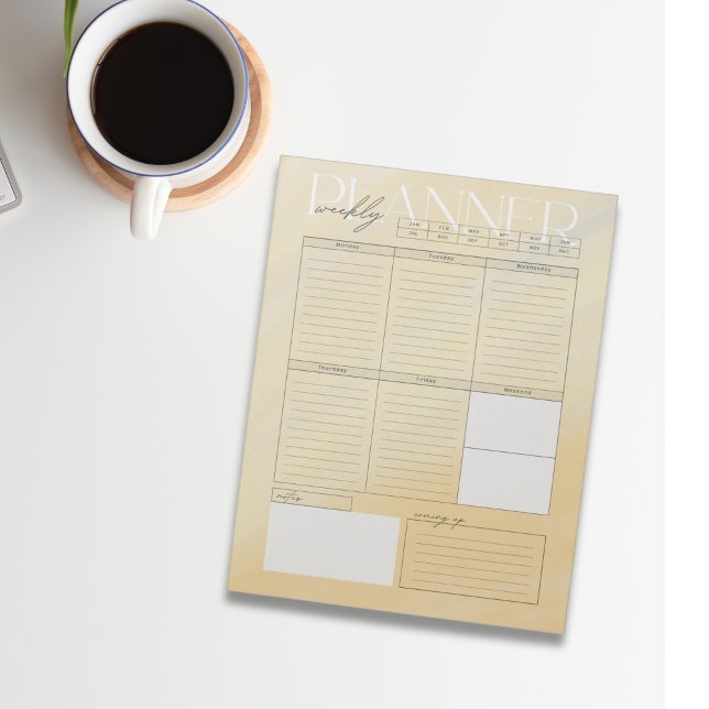Pretty Yellow Watercolor Weekly Planner Notepad (Creator Uploaded)