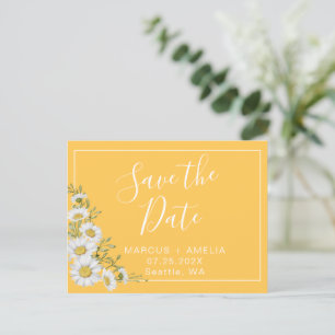 Pretty Yellow & White Daisies Save the Date Announcement Postcard