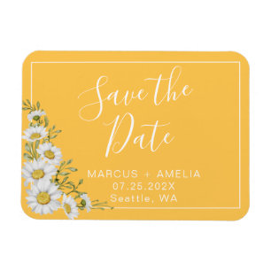 Pretty Yellow & White Daisies Save The Date Magnet