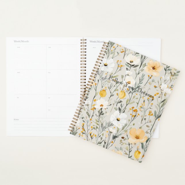 Pretty Yellow White Flowers Dreams Planner (Display)