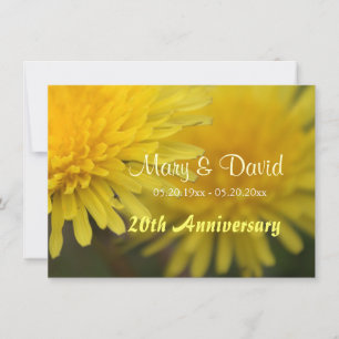 Pretty yellow wild flower dandelion anniversary invitation