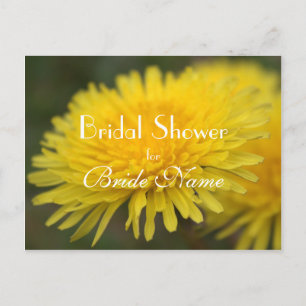 Pretty yellow wild flower dandelion bridal shower invitation postcard