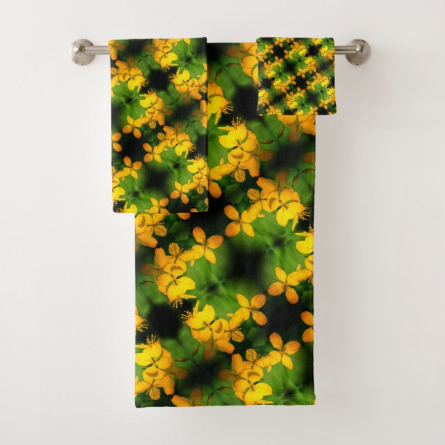 Pretty Yellow Wildflowers Abstract Pattern      Bath Towel Set (Insitu)
