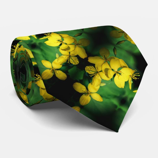 Pretty Yellow Wildflowers Abstract Pattern        Tie (Rolled)